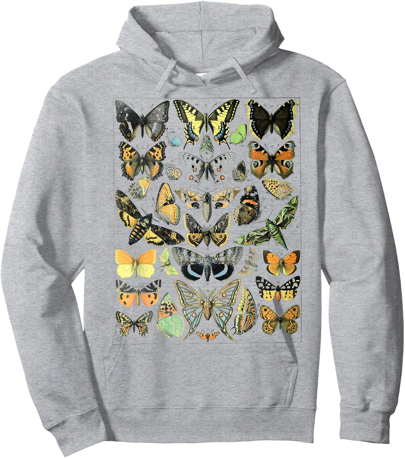 Papillons Butterflies print Butterflies Illustration chart Hoodie - Hoodie | Ash