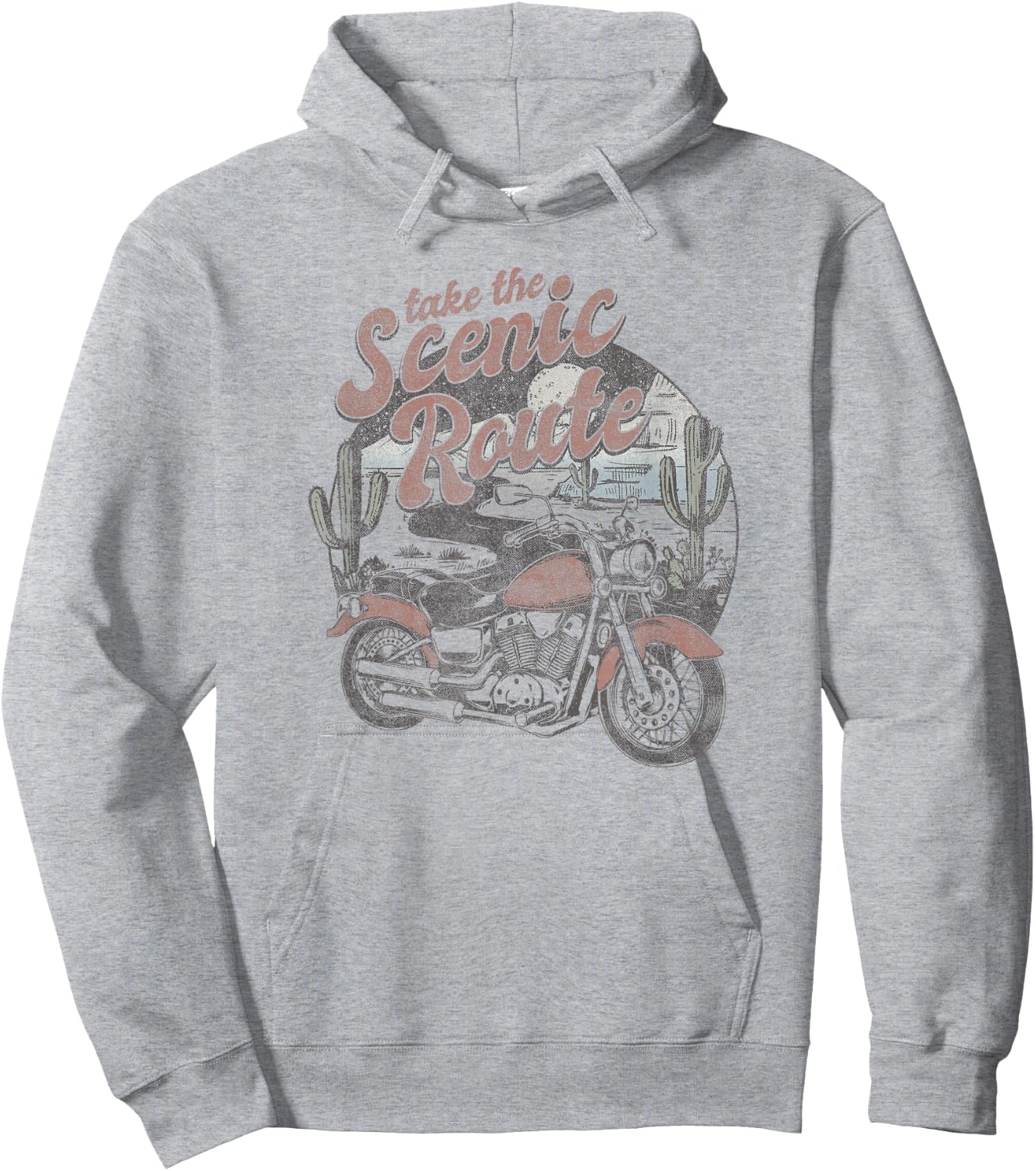 Trendy Take the Scenic Route Vintage Motorcycle Hoodie - Hoodie | Ash
