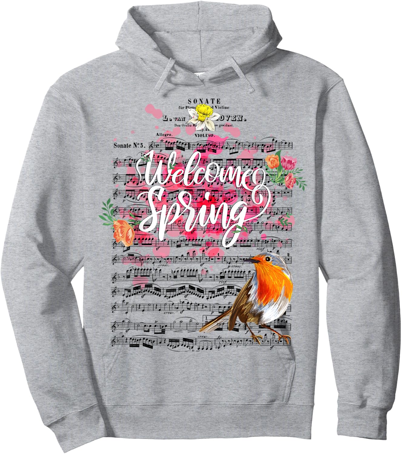 Welcome Spring Sonata for Violin Piano music Beethoven Hoodie - Hoodie | Ash
