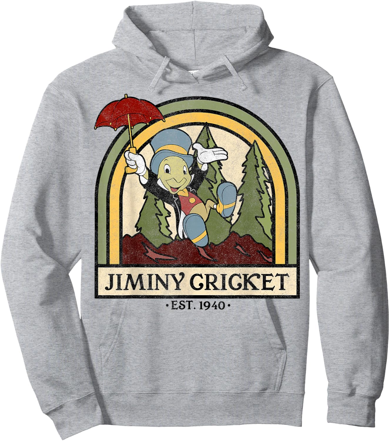 Disney Pinocchio Jiminy Cricket Established 1940 Hoodie - Hoodie | Ash