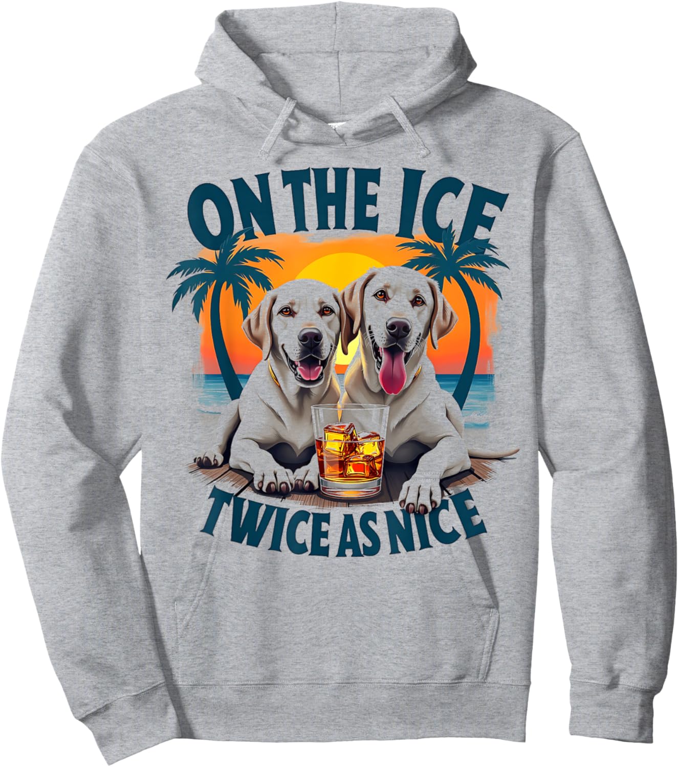 Labrador Retriever Dog Beach Vibes Tropical Sunset Design Women Kids Hoodie - Hoodie | Ash
