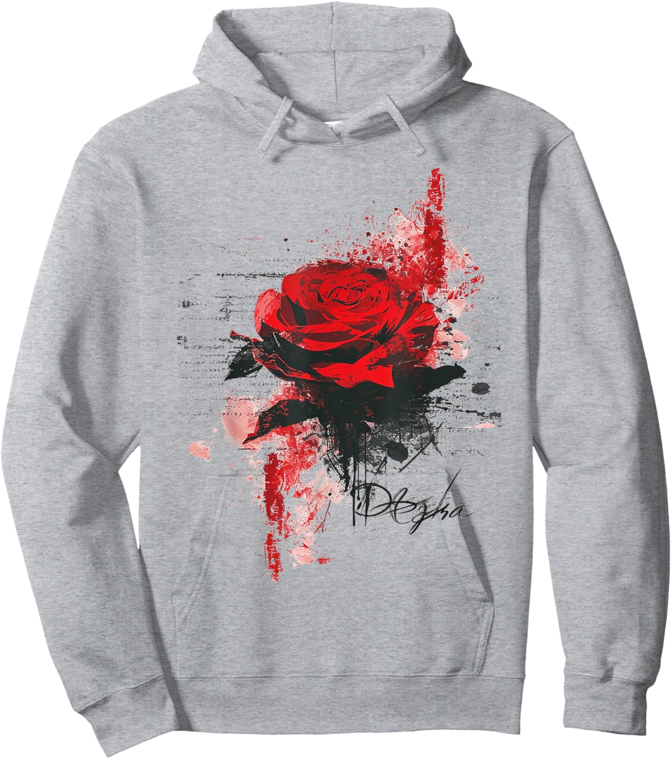 Rose Painting Text Art Flower Abstract Graphic Rose Hoodie - Hoodie | Ash