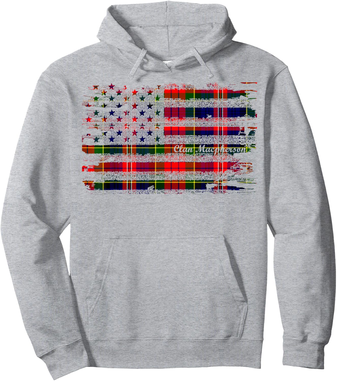 Macpherson surname American Flag Scottish Clan Tartan Hoodie - Hoodie | Ash