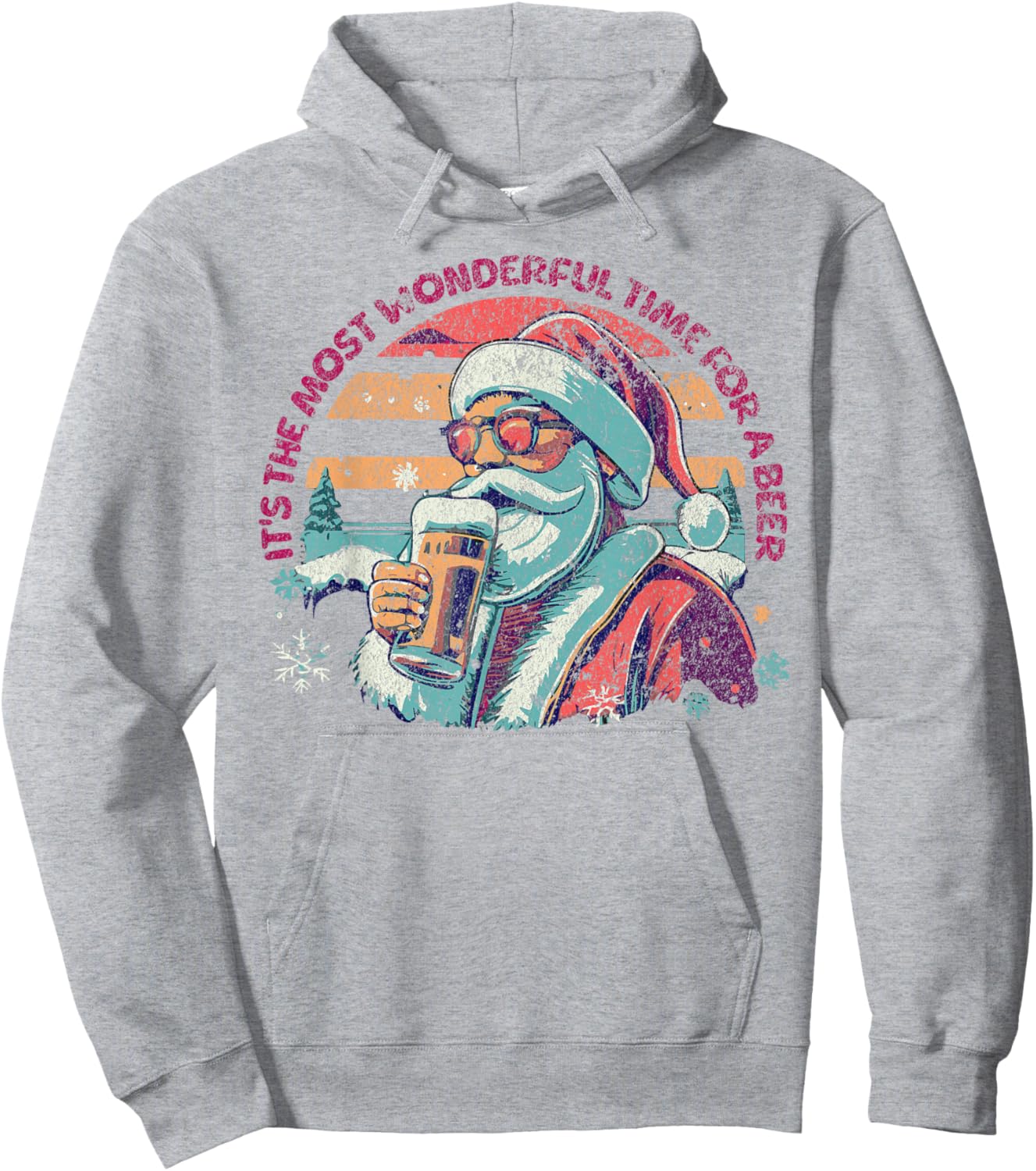 IT'S THE MOST WONDERFUL TIME FOR A BEER Santa Christmas Hoodie - Hoodie | Ash