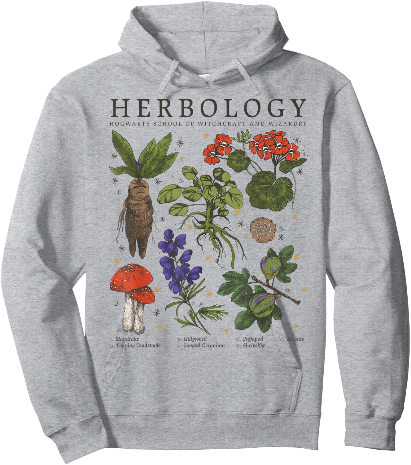 Harry Potter Herbology Plants Short Sleeve Hoodie - Hoodie | Ash