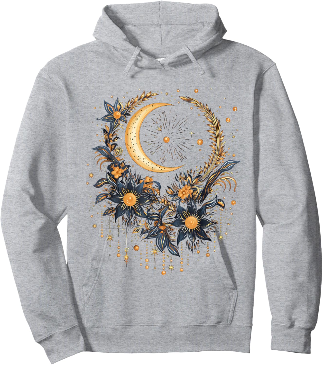 Mystic Sun and Moon Woman Mystical Flowers Aesthetic Hoodie - Hoodie | Ash