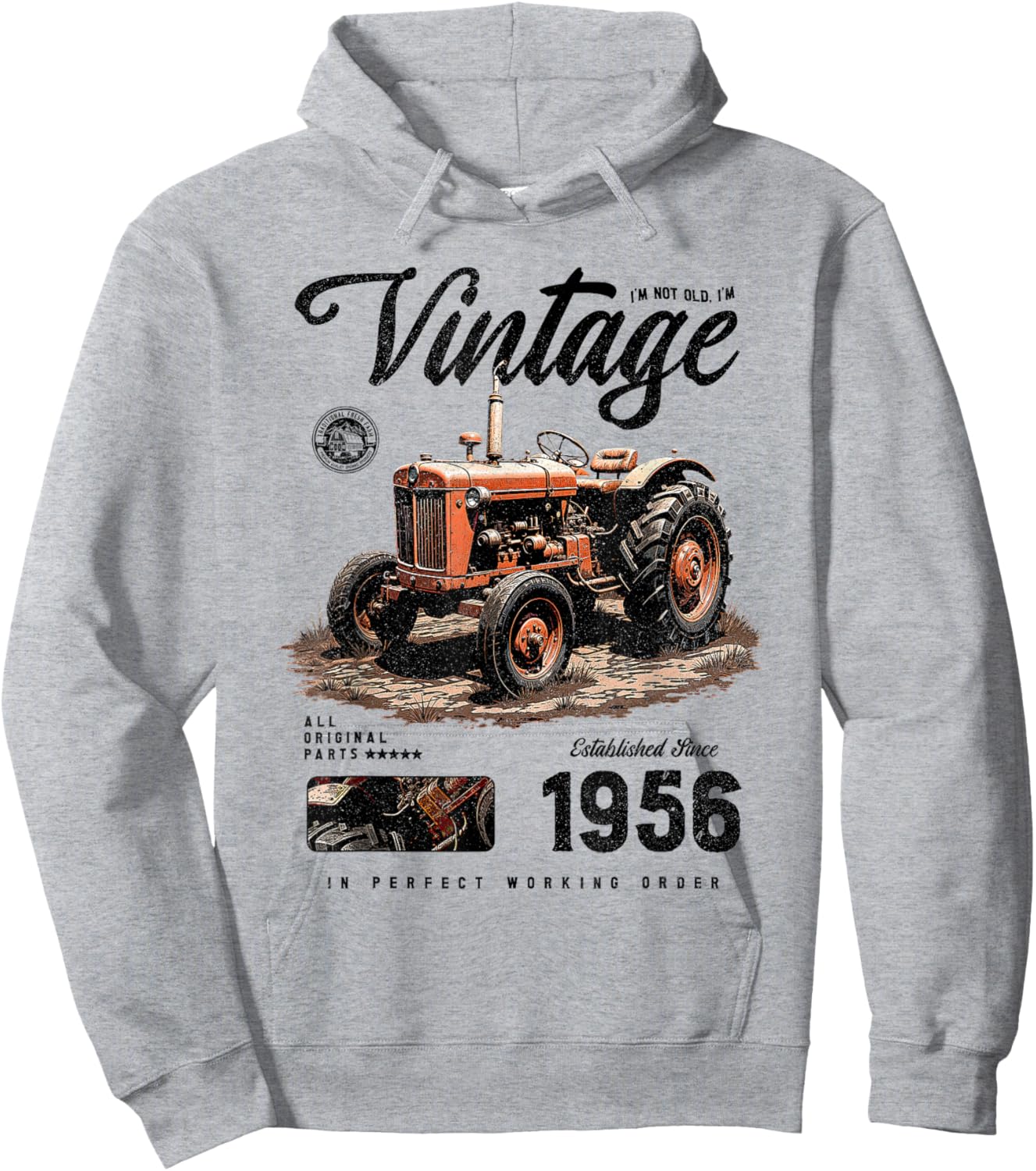 Anniversaire de l'agriculteur de tracteur vintage né en 1956 Hoodie - Hoodie | Ash
