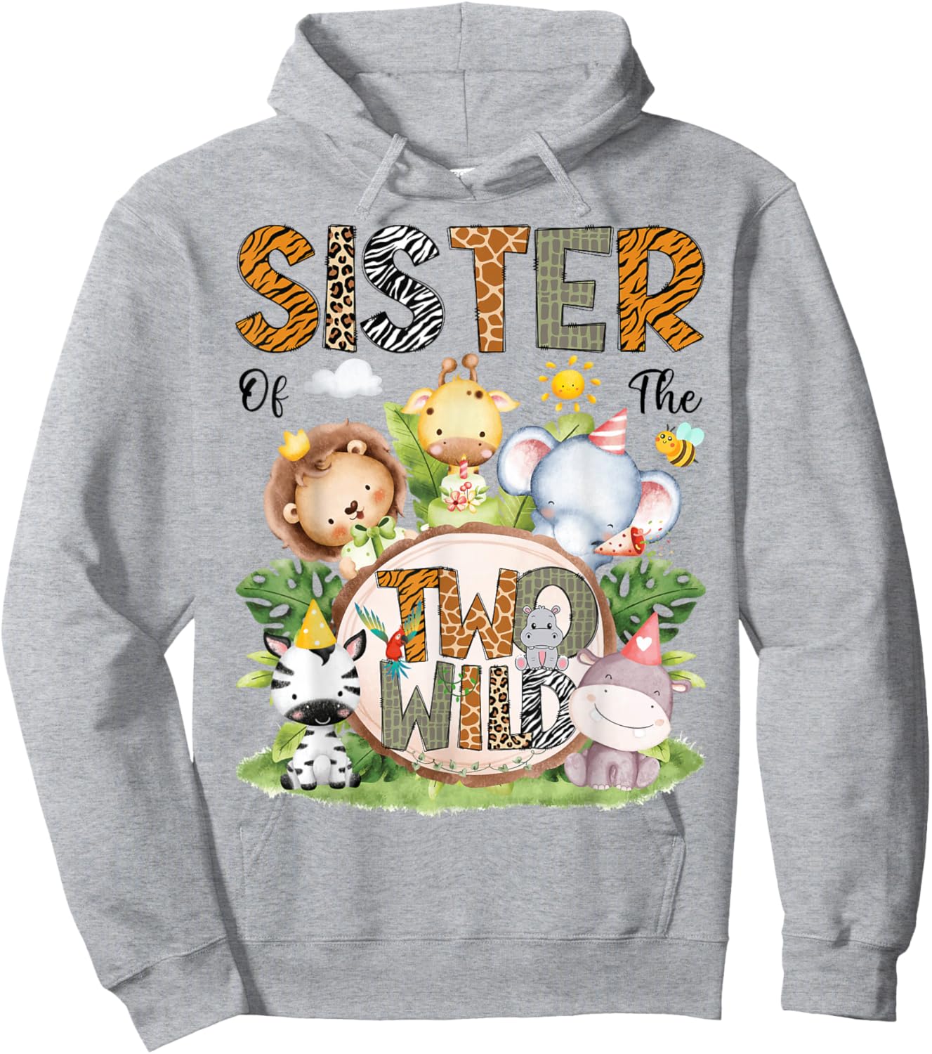 Sister of The Two Wild Safari Jungle 2nd Birthday Boy Hoodie - Hoodie | Ash