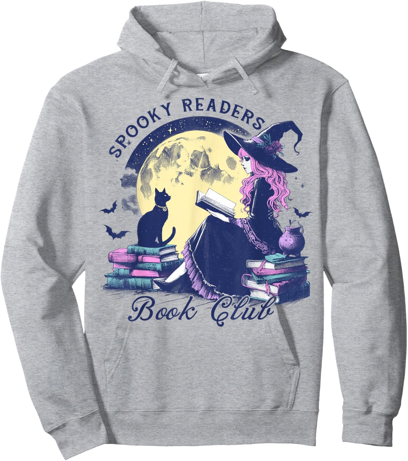 Vintage Sexy Witch Spooky Readers Book Lover Club Halloween Hoodie - Hoodie | Ash