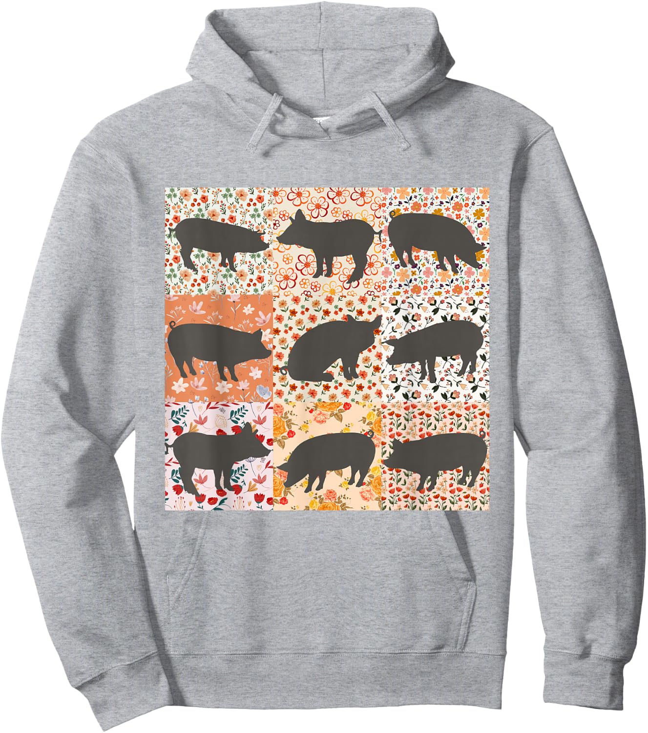 Pig Mom Pig Lover Show Mom Farm Life Farmer Floral Boho Pig Hoodie - Hoodie | Ash