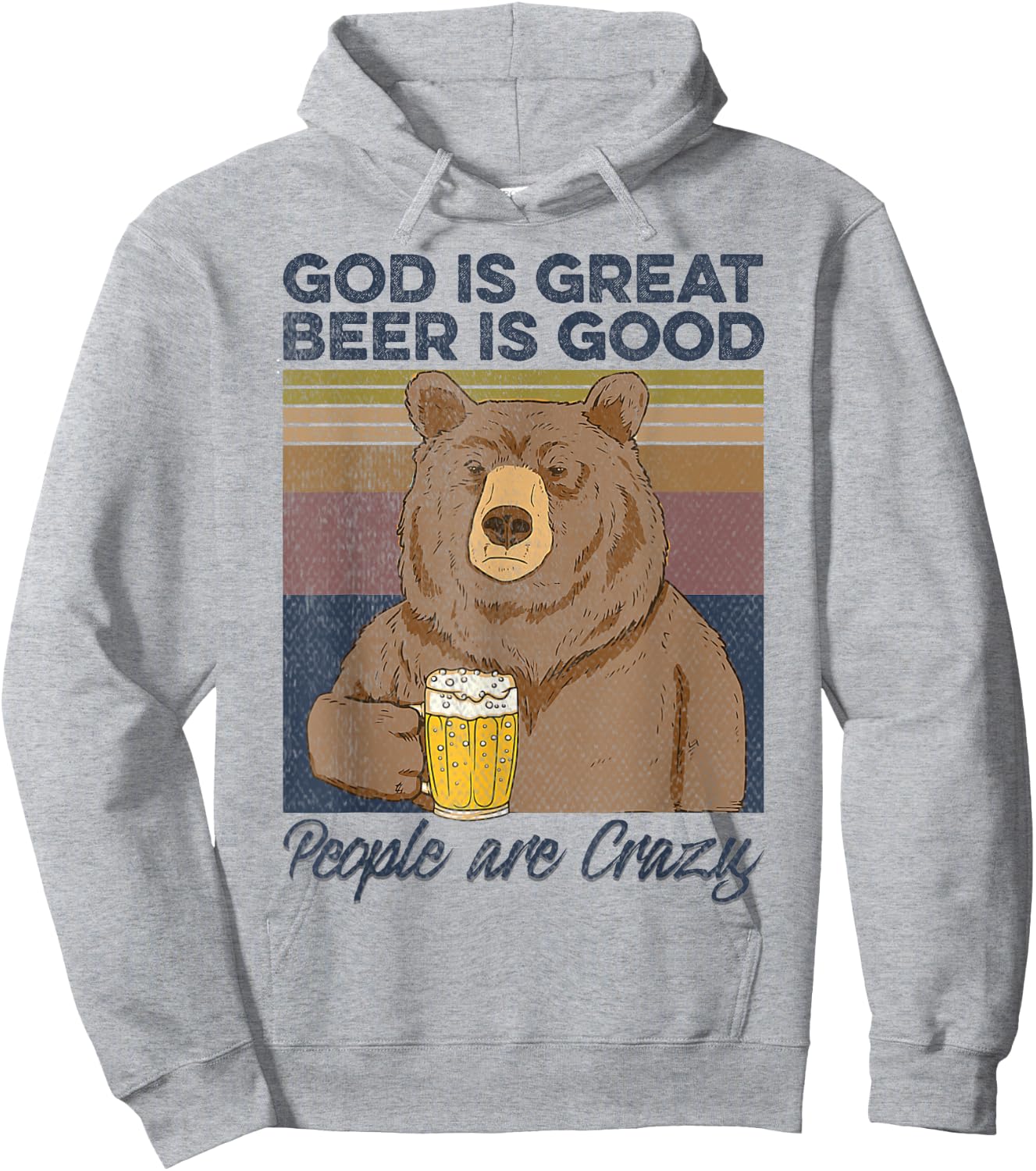 God is great beer is good and people are crazy Funny Bear Hoodie - Hoodie | Ash