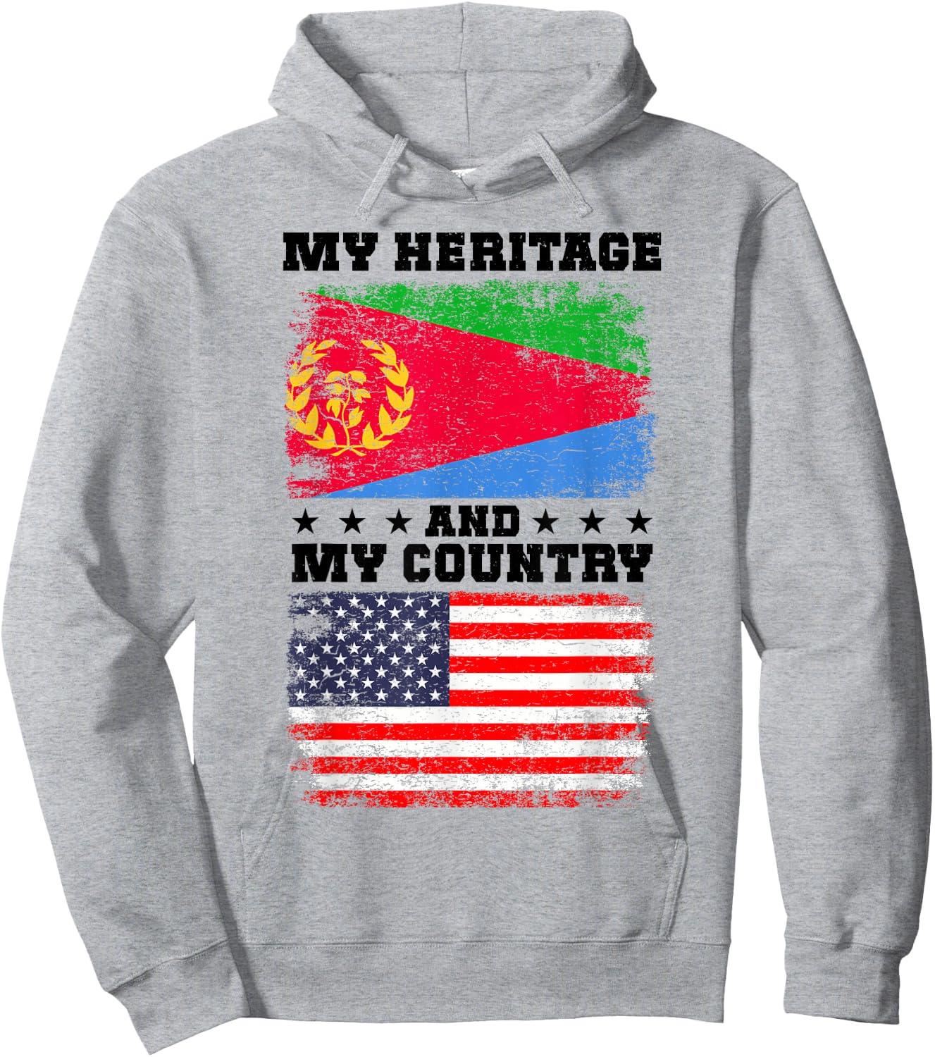 Eritrean Heritage Uniform American Outfit US Eritrea Flag Hoodie - Hoodie | Ash