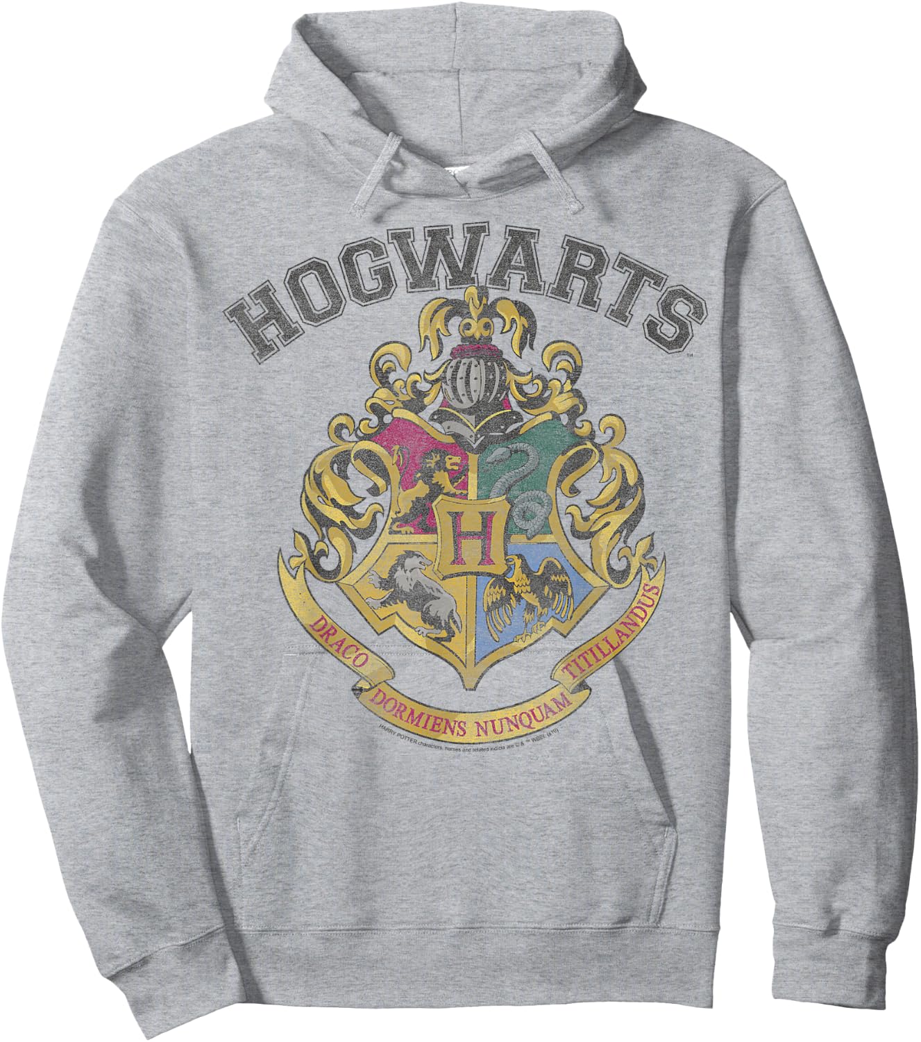 Harry Potter Hogwarts Vintage Crest Short Sleeve Hoodie - Hoodie | Ash