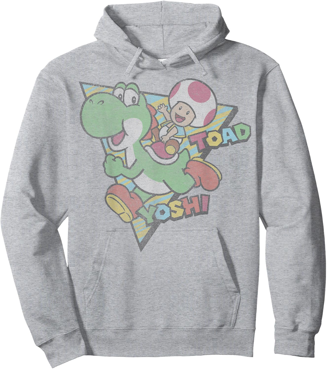 Super Mario Toad & Yoshi Vintage Nintendo Game Portrait Hoodie - Hoodie | Ash