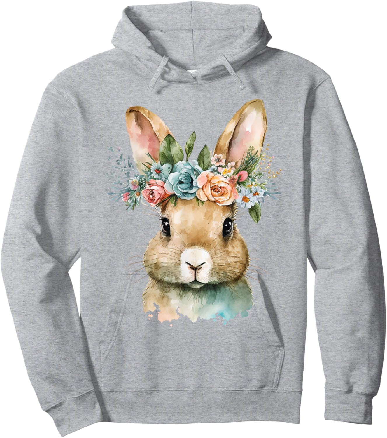 Easter Bunny Floral Flower Crown For Girls Women Spring Hoodie - Hoodie | Ash