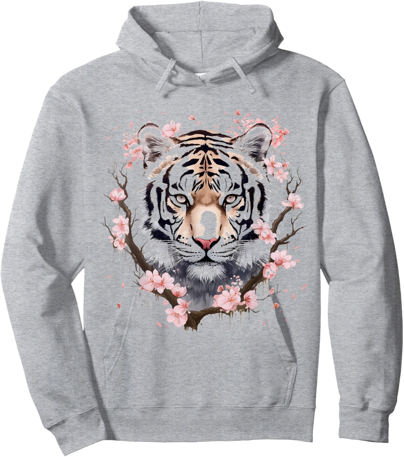 Tiger Animal Nature Motif Abstract Art Face Tiger Hoodie - Hoodie | Ash