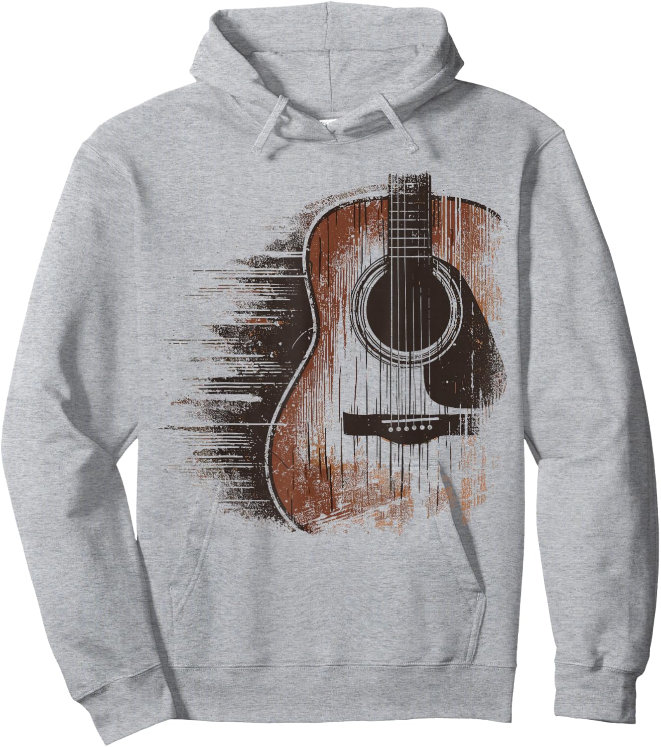 Musician Guitarist Distressed Acoustic Guitar , -Adults, Blue, Small, Short Sleeve Hoodie - Hoodie | Ash