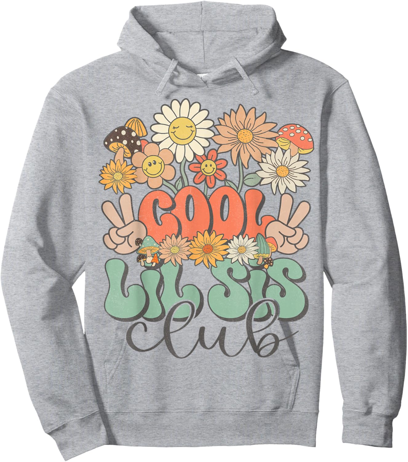Matching Family Cool Lil Sis Club Groovy Retro Little Sister Hoodie - Hoodie | Ash