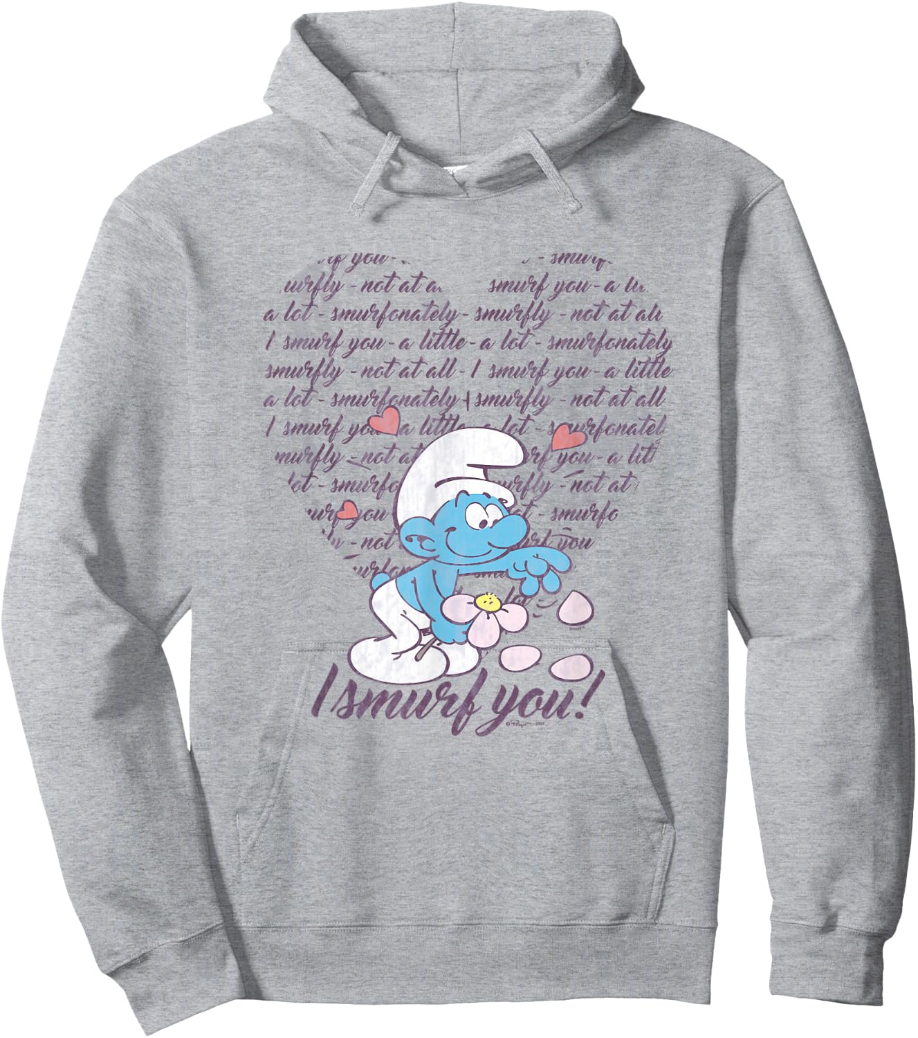 The Smurfs Valentine's Day I Smurf You! Vintage Heart Logo Hoodie - Hoodie | Ash