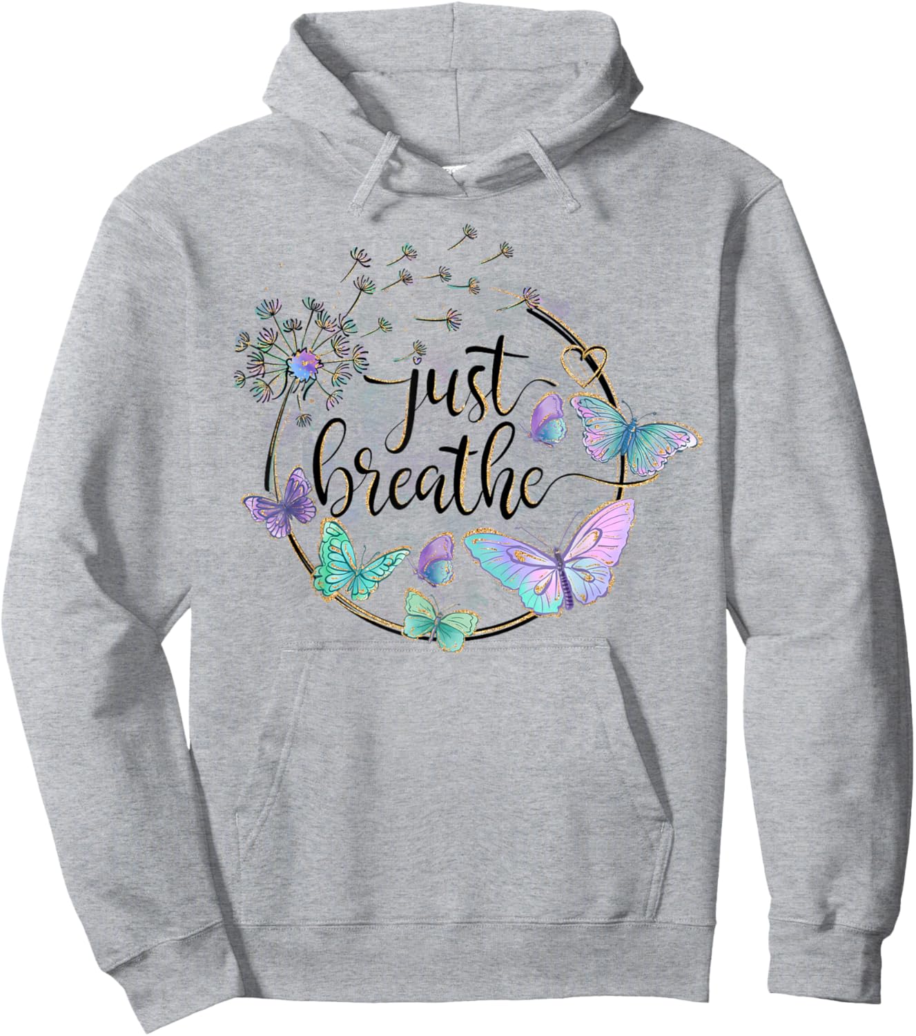 Just Breathe Dandelion Summer Wildflower ' Butterfly Hoodie - Hoodie | Ash