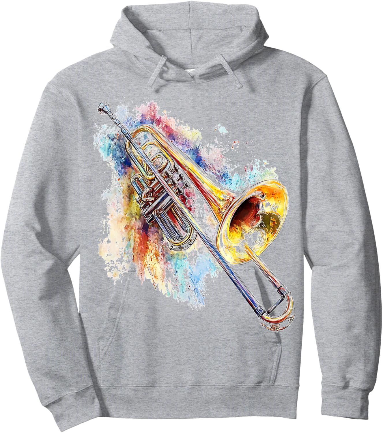 Trombone Musical Instrument Trombone , white, S Hoodie - Hoodie | Ash