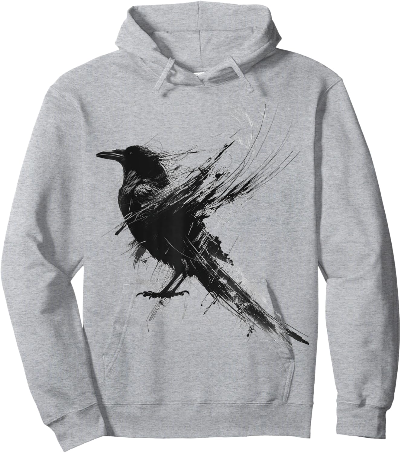 Raven Abstract Drawing Animal Art Painting Graphic Raven Hoodie - Hoodie | Ash