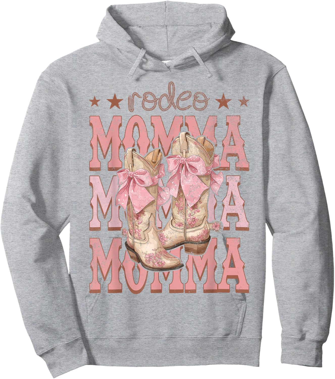 Rodeo Momma Pink Boots Coquette Cow-Girl Birthday Party Hoodie - Hoodie | Ash