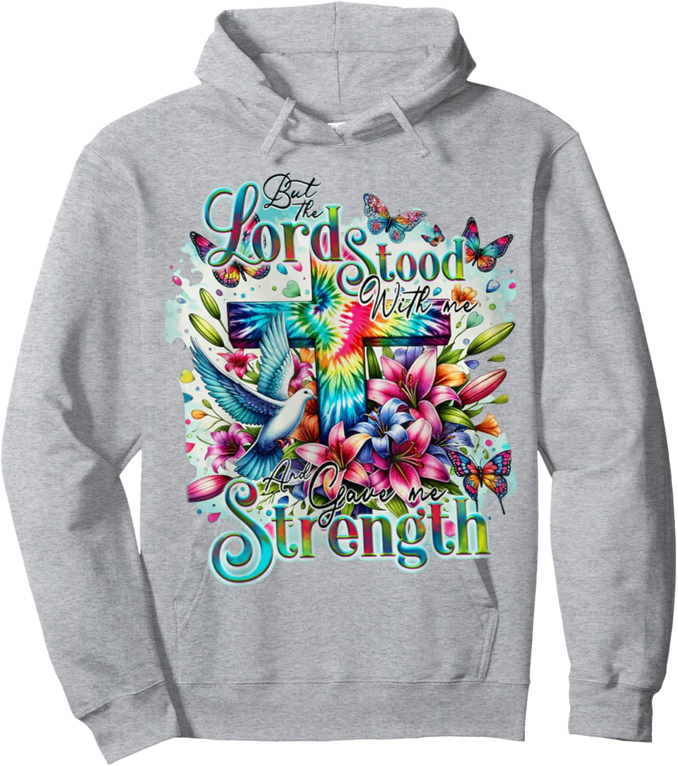 But The Lord Stood With Me And Gave Me Strength - Cross Hoodie - Hoodie | Ash
