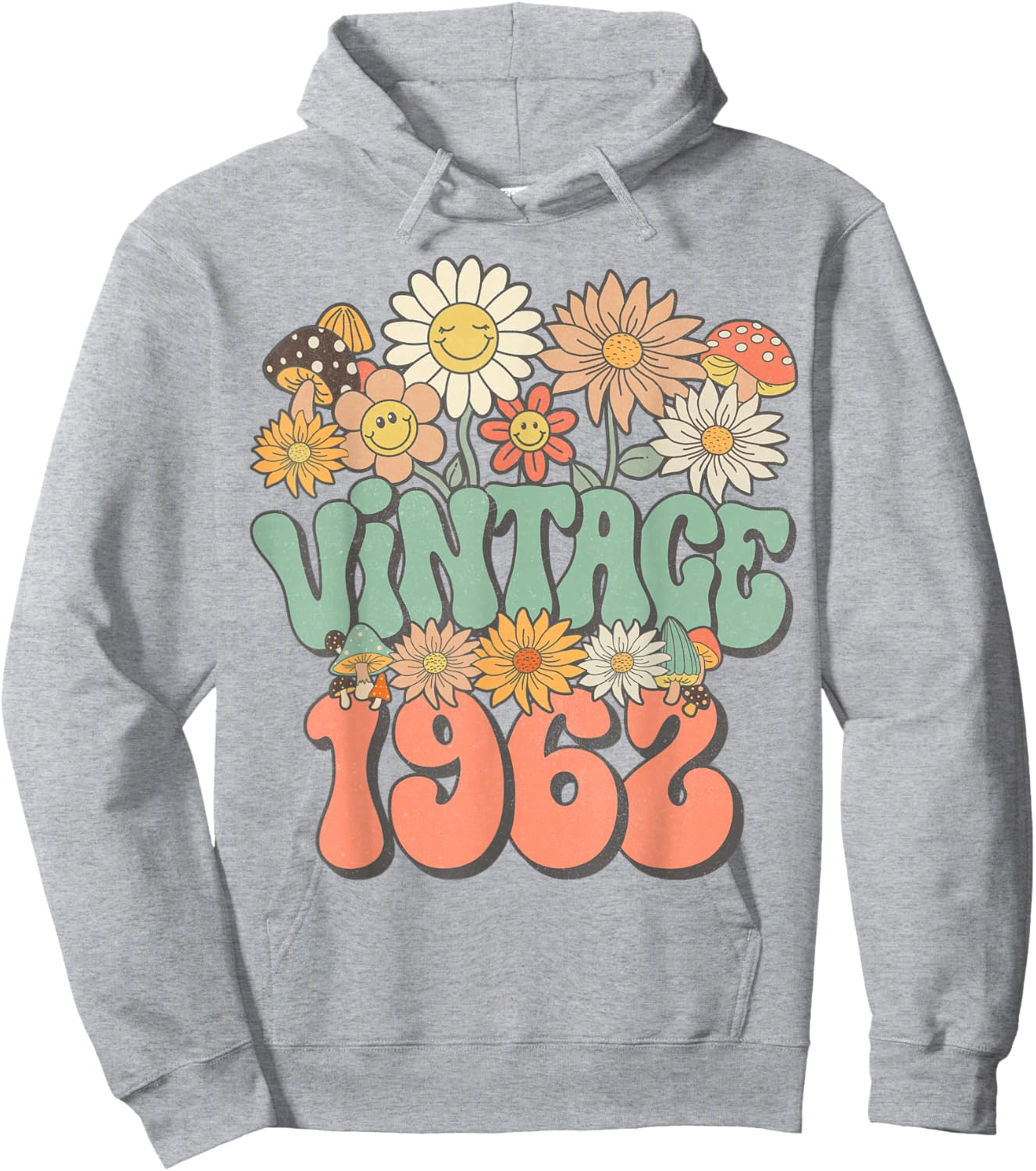 Vintage 1962 Daisy Hippie Groovy Wildflower 63rd Birthday Hoodie - Hoodie | Ash