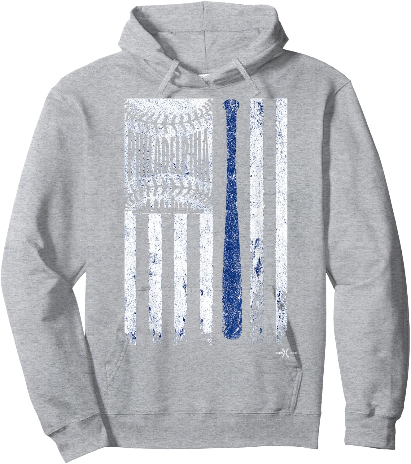 The Vintage Philadelphia Baseball Flag | Patriotic Baseball Kids Men Hoodie - Hoodie | Ash
