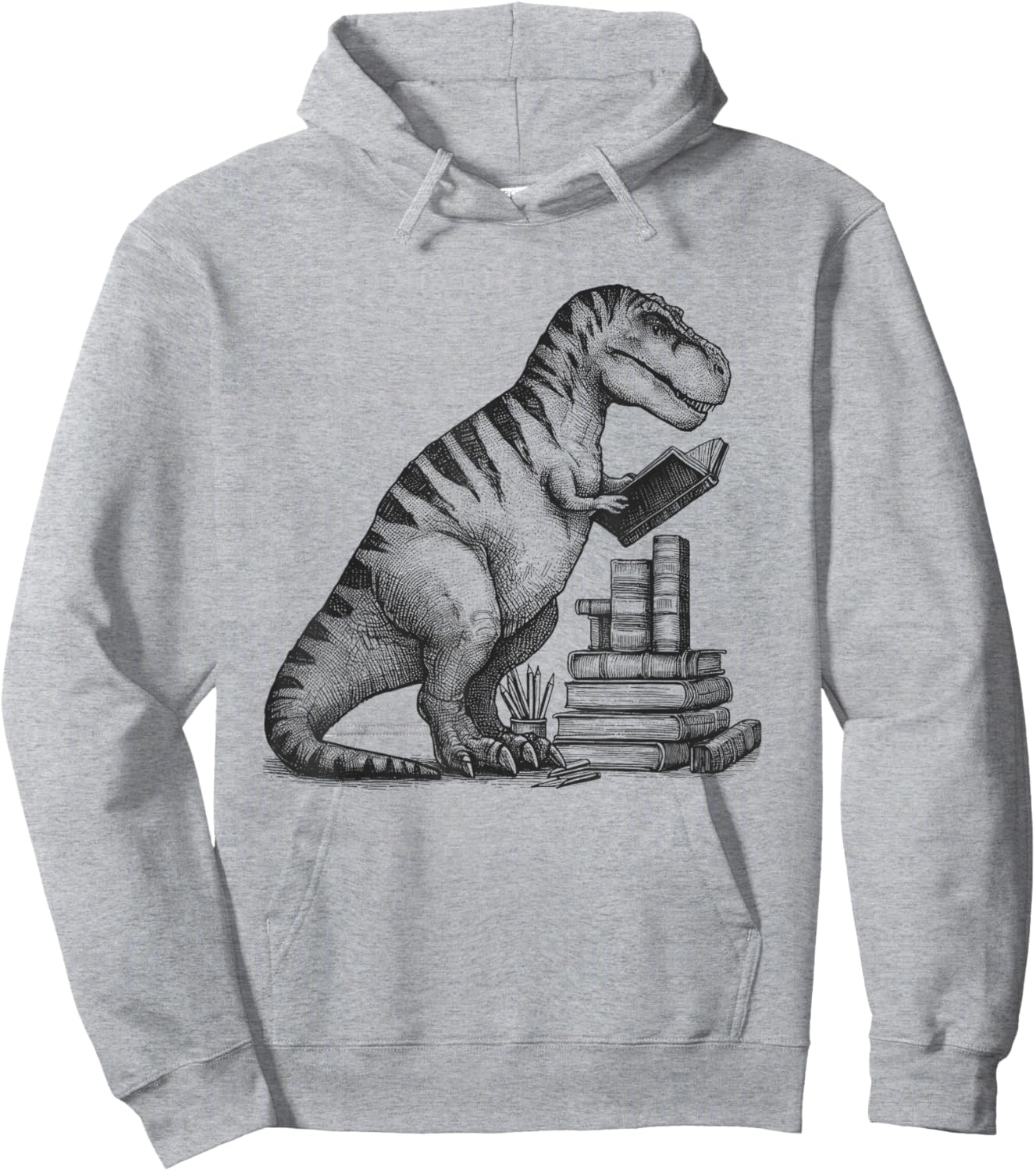 T-Rex Dinosaur Reading Book Reader Reading Lover Bookworm Hoodie - Hoodie | Ash