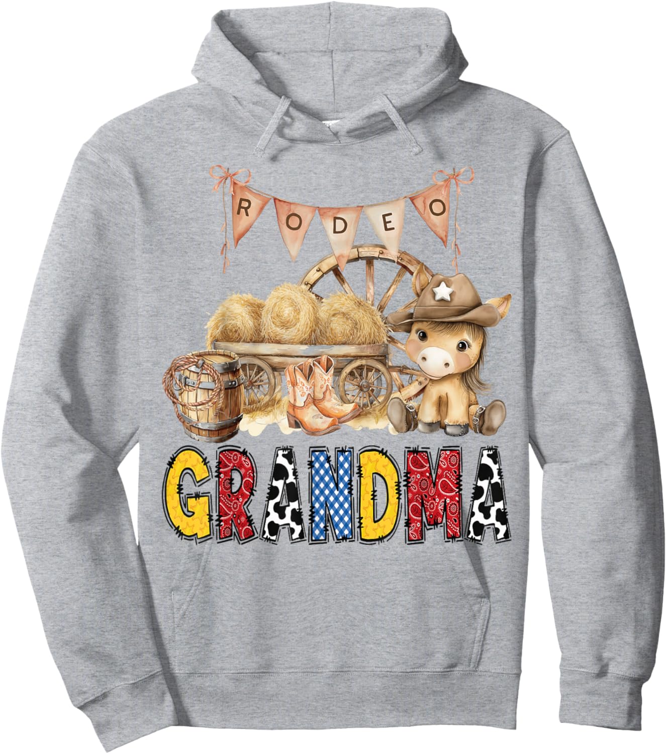 Rodeo Grandma Western Cowboy Birthday Matching Family Hoodie - Hoodie | Ash
