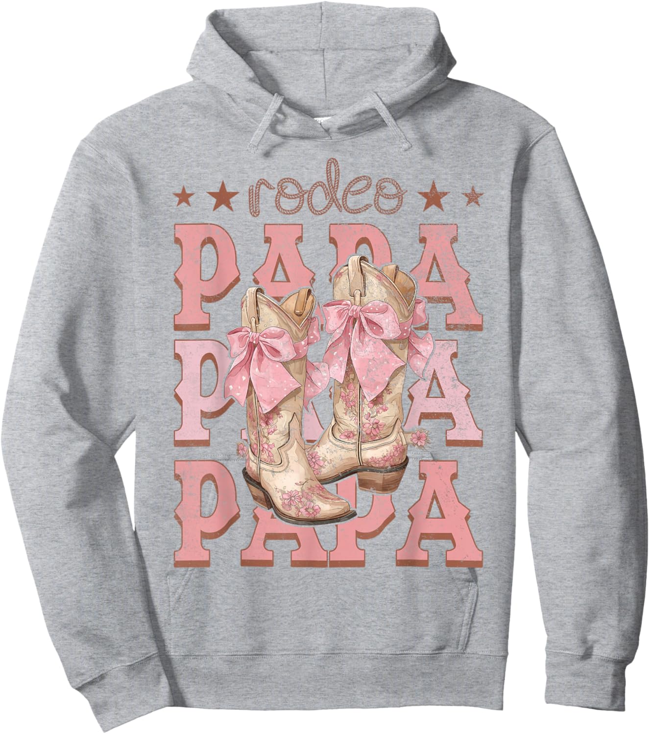 Rodeo Papa Pink Boots Coquette Cow-Girl Birthday Party Hoodie - Hoodie | Ash