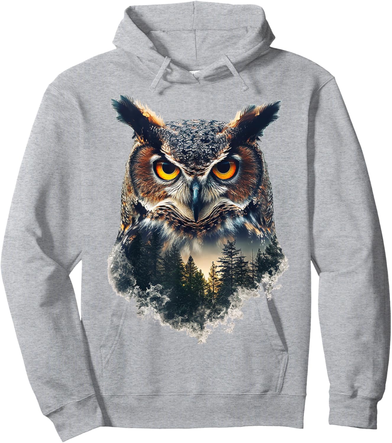 Owl Nature Tree Painting Graphic Animal Art Bird Owl Hoodie - Hoodie | Ash