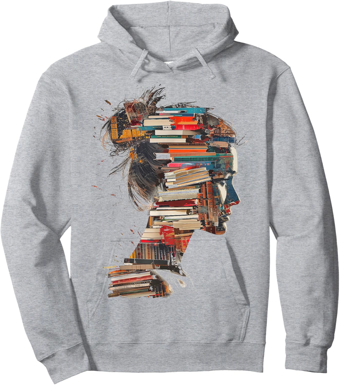 Books Lover Women Art Colorful Drawing Graphic Books Hoodie - Hoodie | Ash