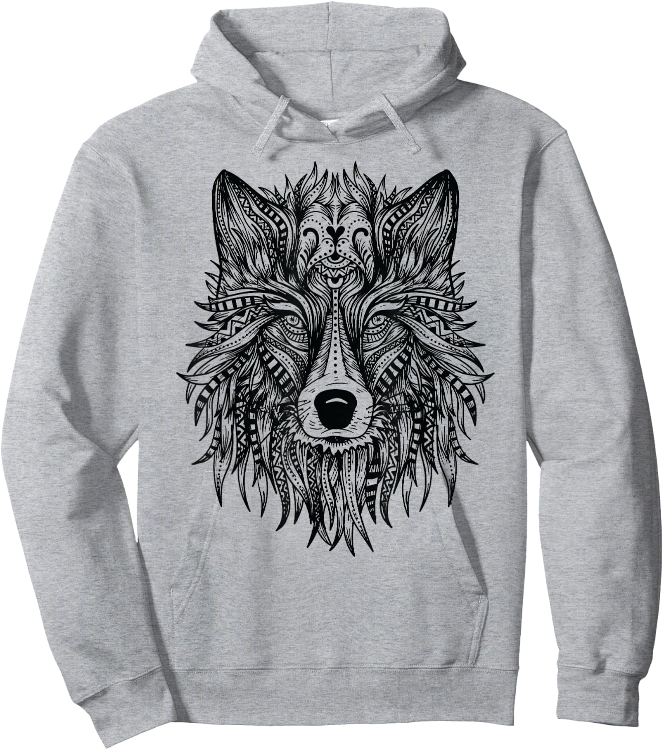 Beautiful Wolf Head Tribal Mandala Tattoo Art Hoodie - Hoodie | Ash