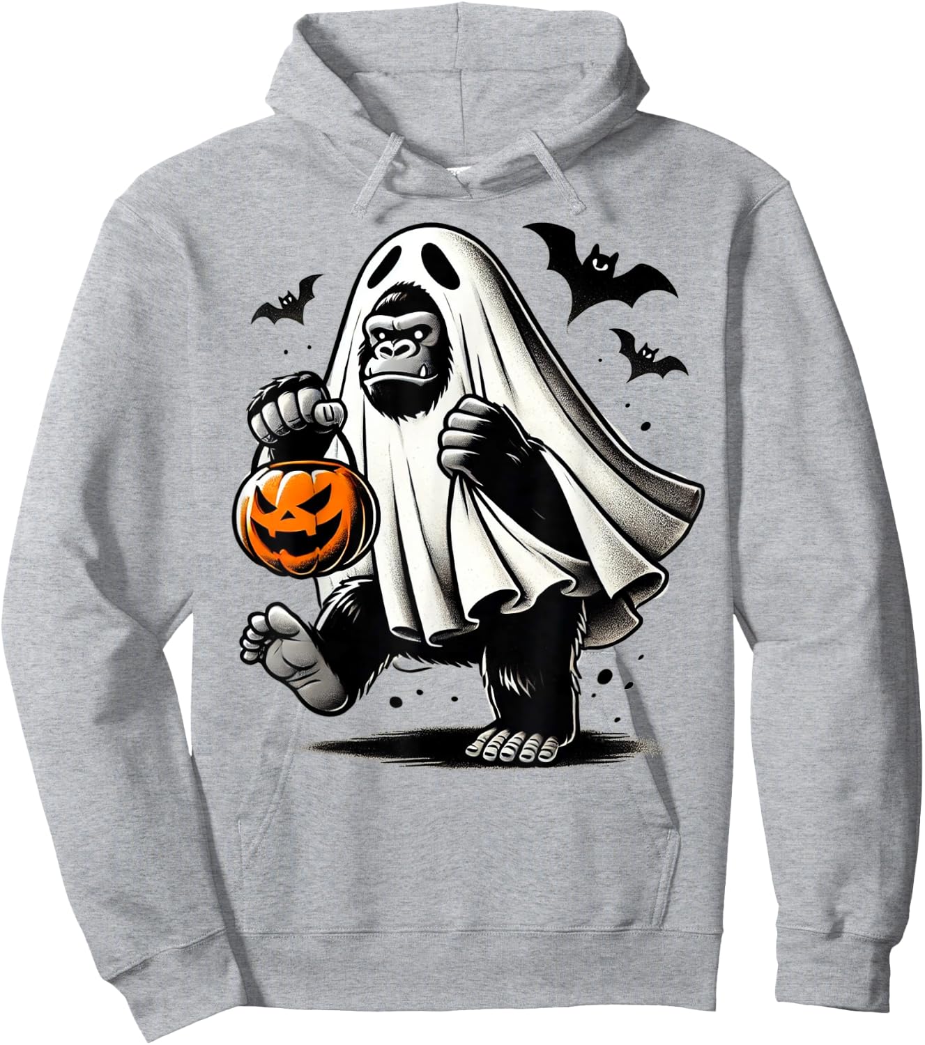Funny Gorilla Halloween Ghost Costume Trick Or Treat Monkey Hoodie - Hoodie | Ash
