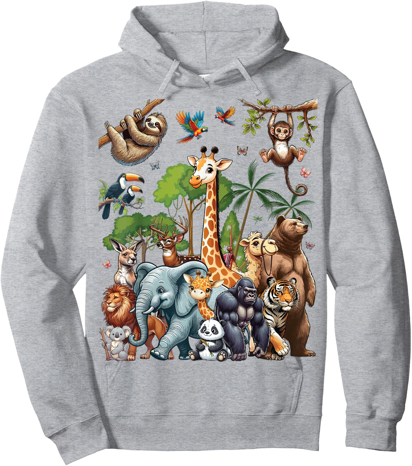 Zoo Animals Wildlife Safari Jungle Zoo Birthday Party Hoodie - Hoodie | Ash