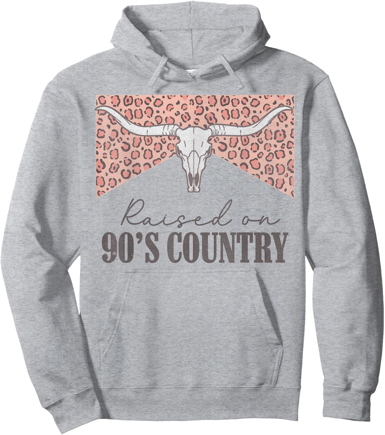 Raised On 90's Country Music Retro Leopard Western Cowgirls Hoodie - Hoodie | Ash