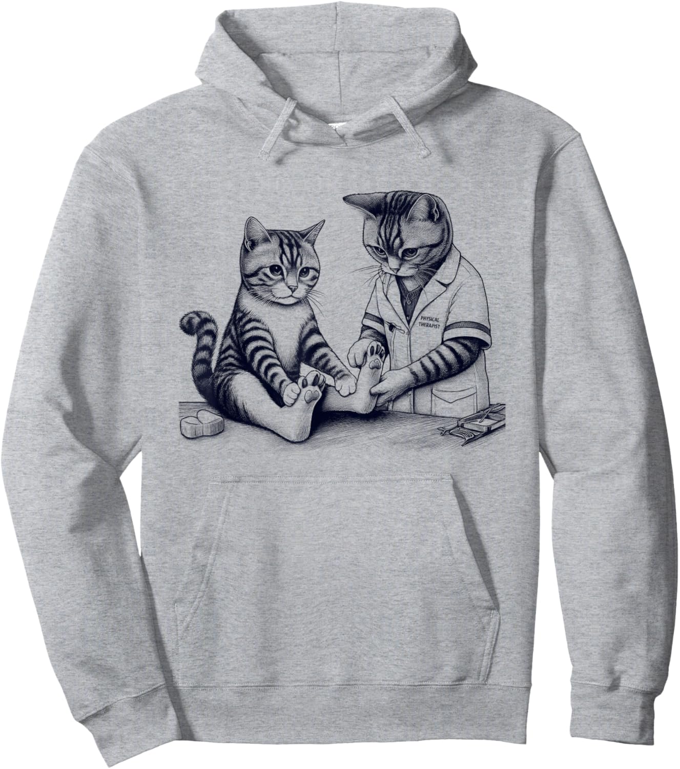 Vintage Retro Physical Therapist Cat Therapy Kitten Lover Men Women Kids Hoodie - Hoodie | Ash