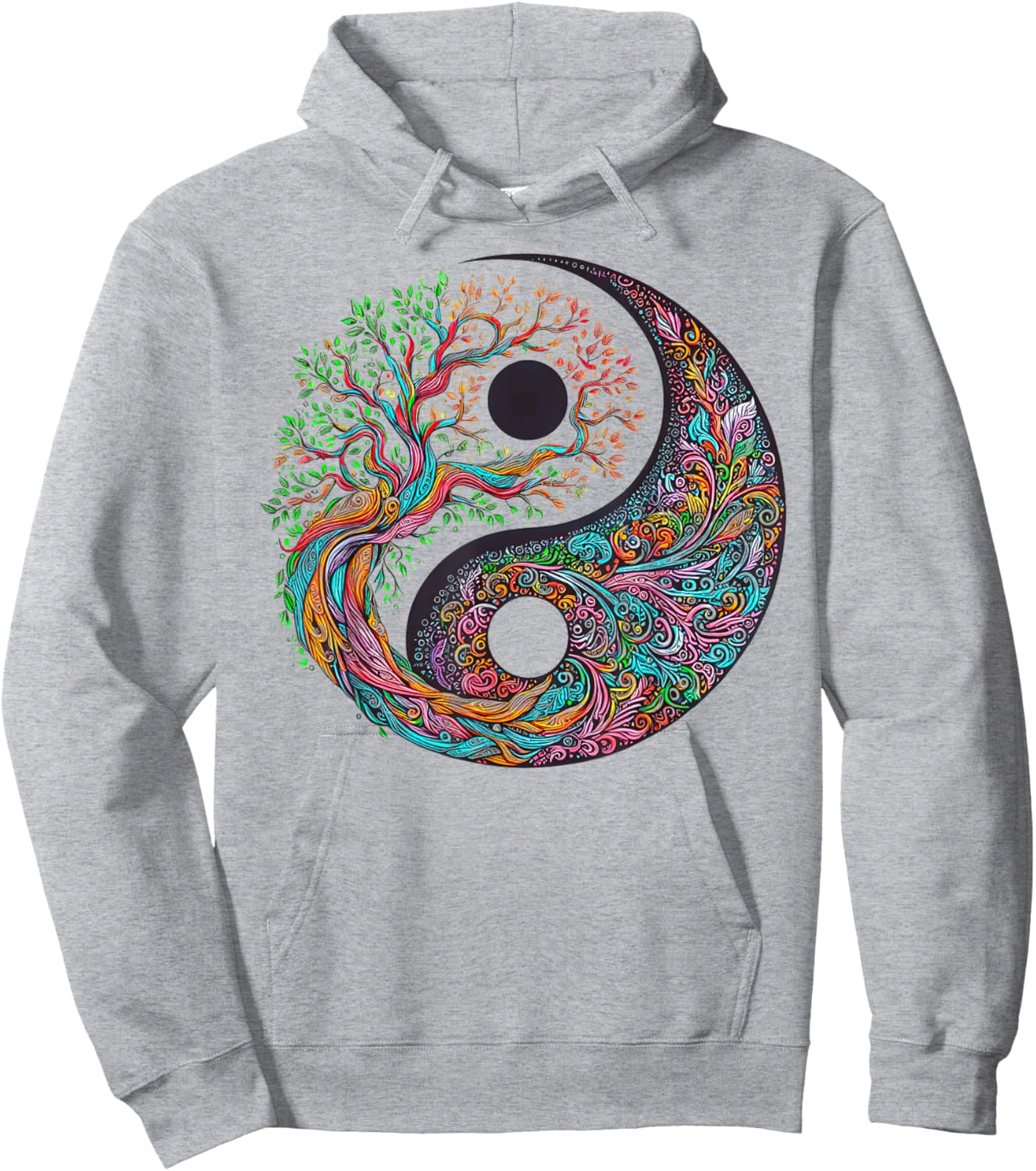 Yin Yang Tree of Life Taoist Symbol Yoga Meditation Buddhist Hoodie - Hoodie | Ash