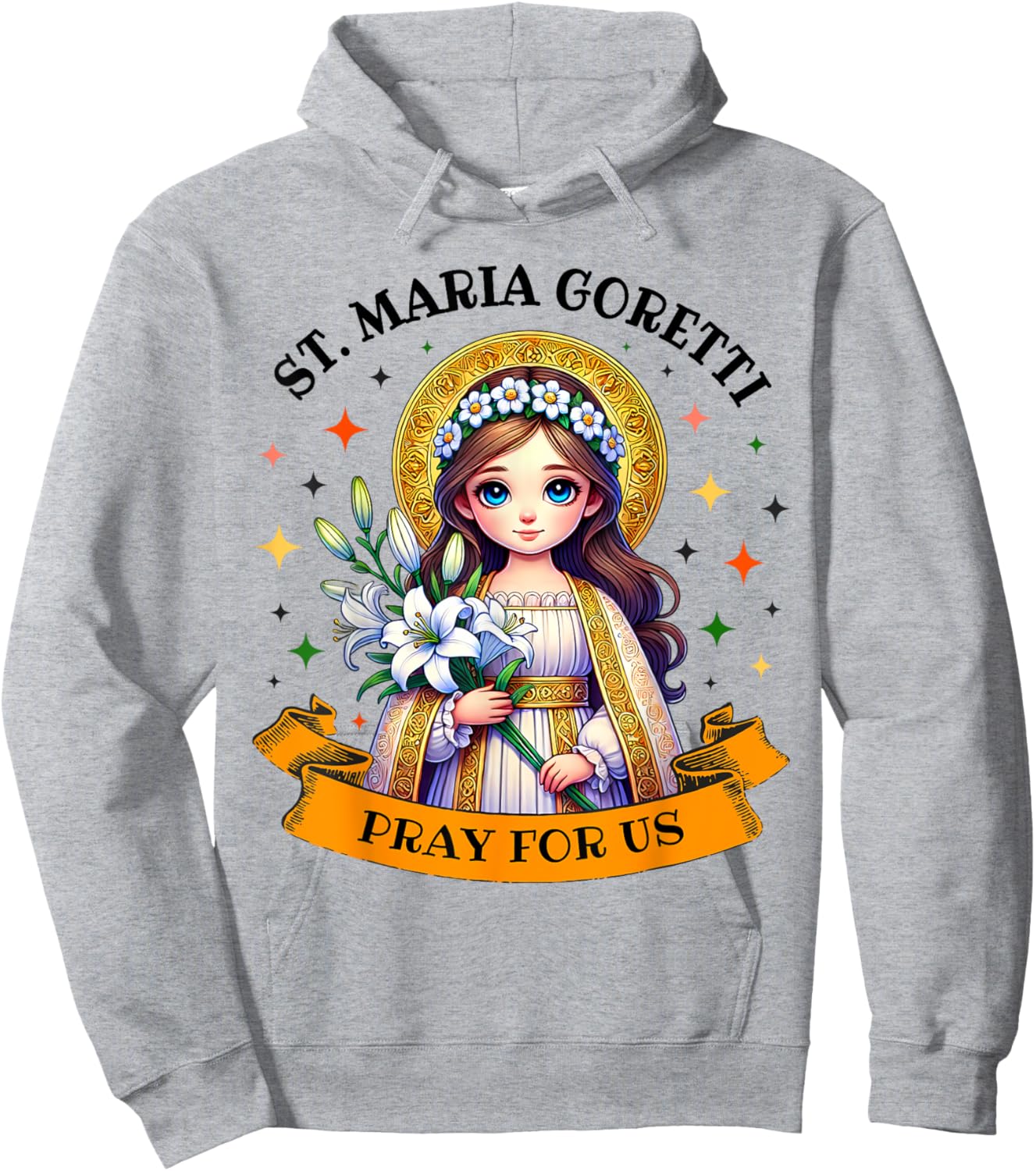 St Maria Goretti Lily Saints Catholic Saint for Kids girls Hoodie - Hoodie | Ash