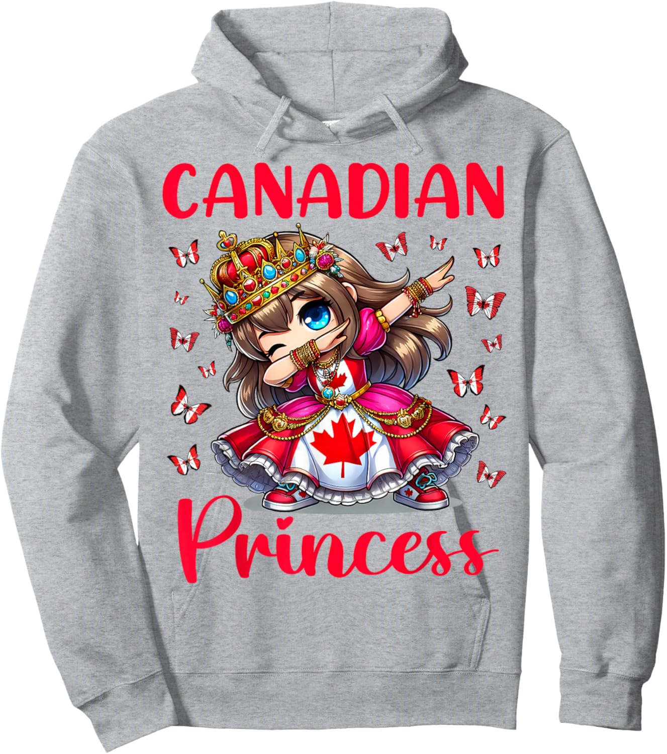 Canadian Princess Dab Girl Maple Leaf Pride for Kids Girls Hoodie - Hoodie | Ash