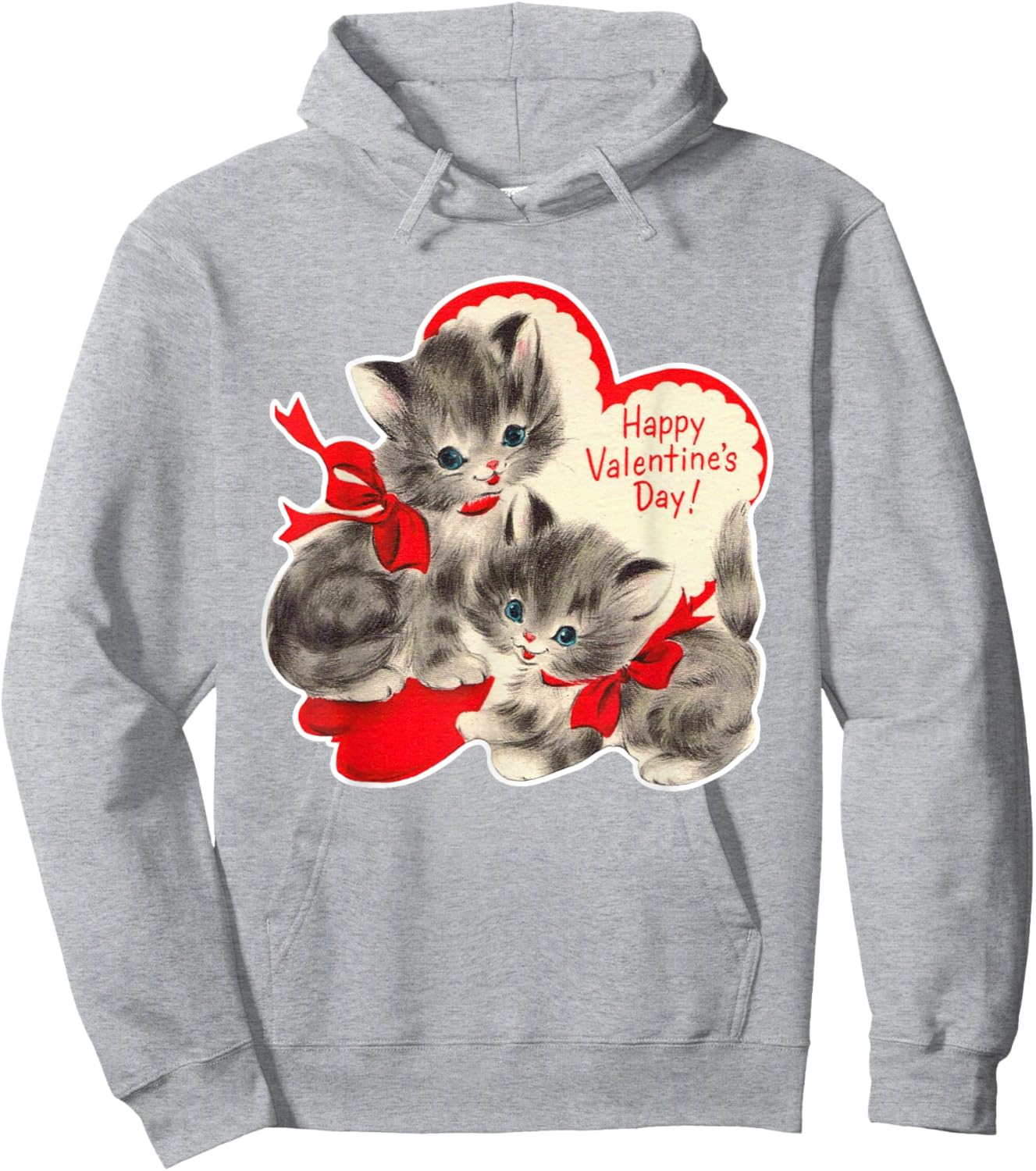 Vintage Valentine's Day Cat Kitten Kitty Retro Valentine Hoodie - Hoodie | Ash