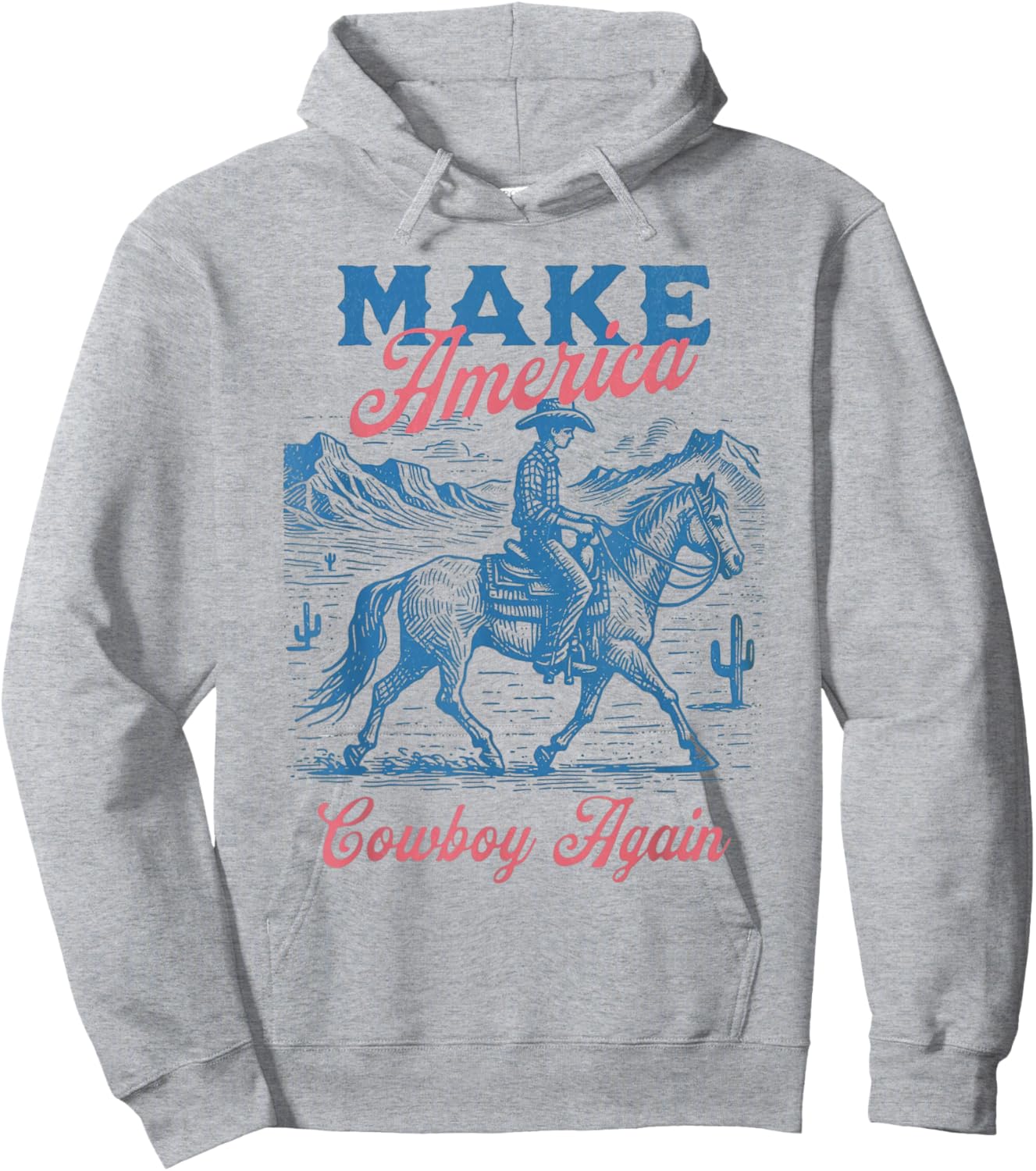 Make America Western Cowboy Again Retro 4th Of July Hoodie - Hoodie | Ash
