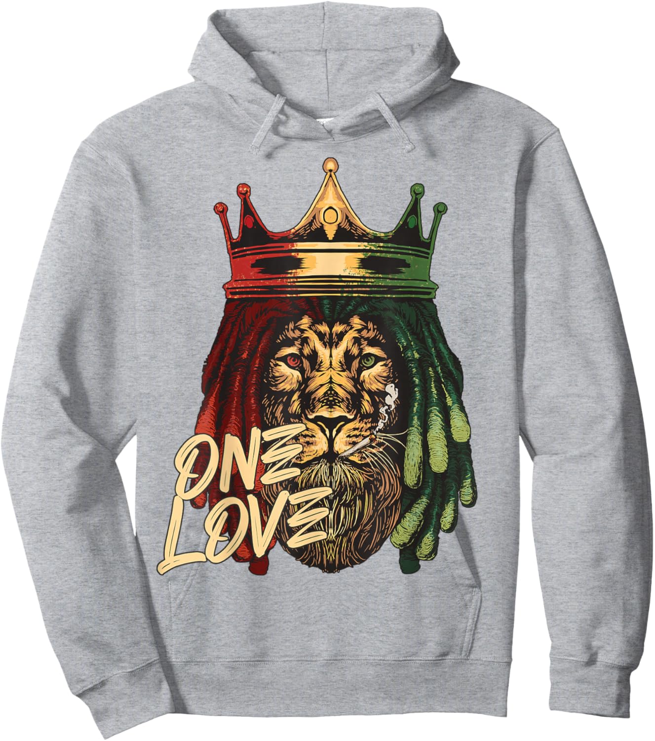 One Love Rasta Lion Jamaican Pride Reggae African Hoodie - Hoodie | Ash