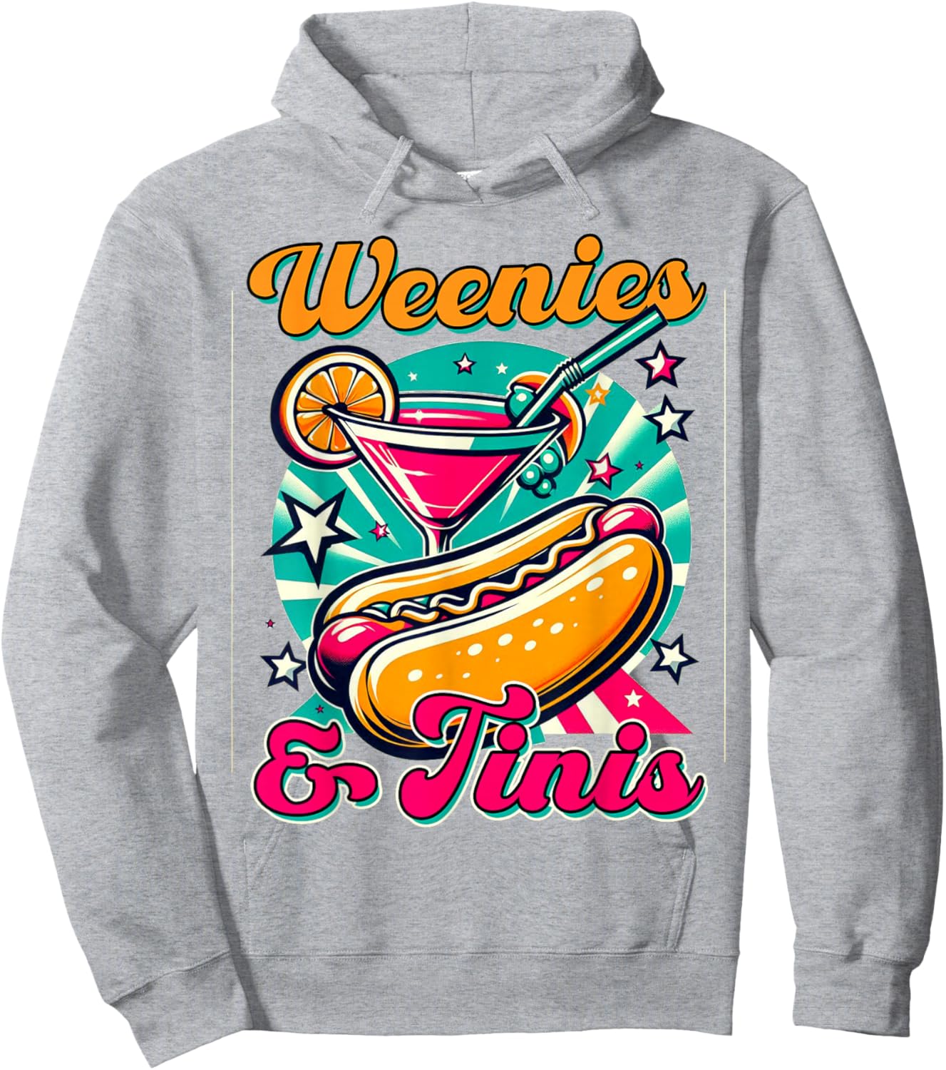 Hotdog & Martini Cocktail Drinking Foodie Weenies & Tinis Hoodie - Hoodie | Ash