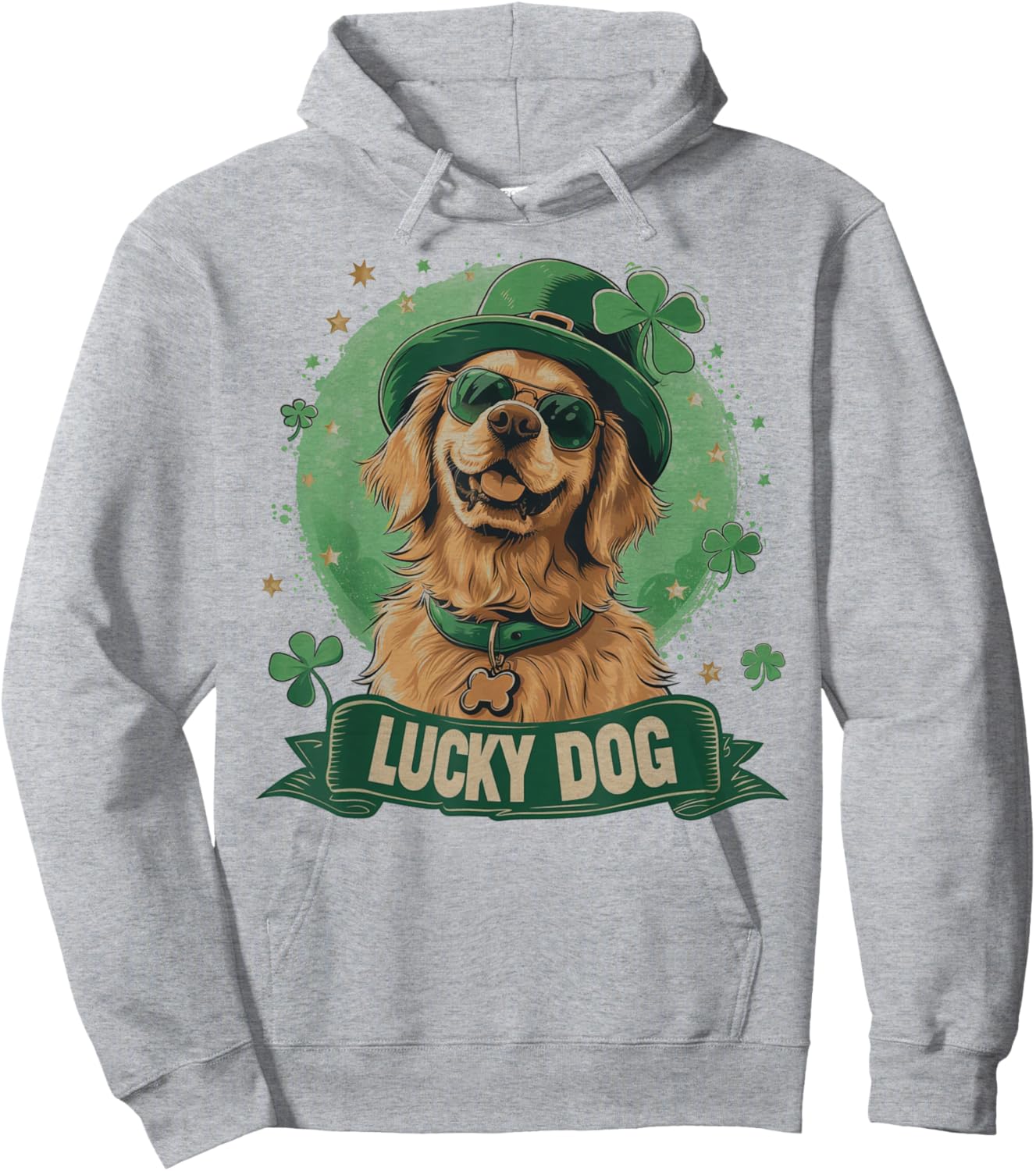 Golden Retriever Dog - St. Patrick's Day Saint Paddy's Irish Women Kids Hoodie - Hoodie | Ash