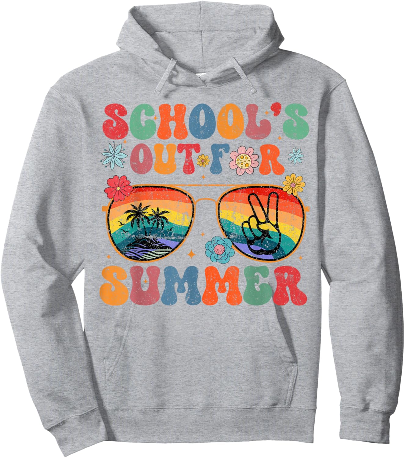 Last Day Of School Groovy School's Out For Summer Teacher Hoodie - Hoodie | Ash