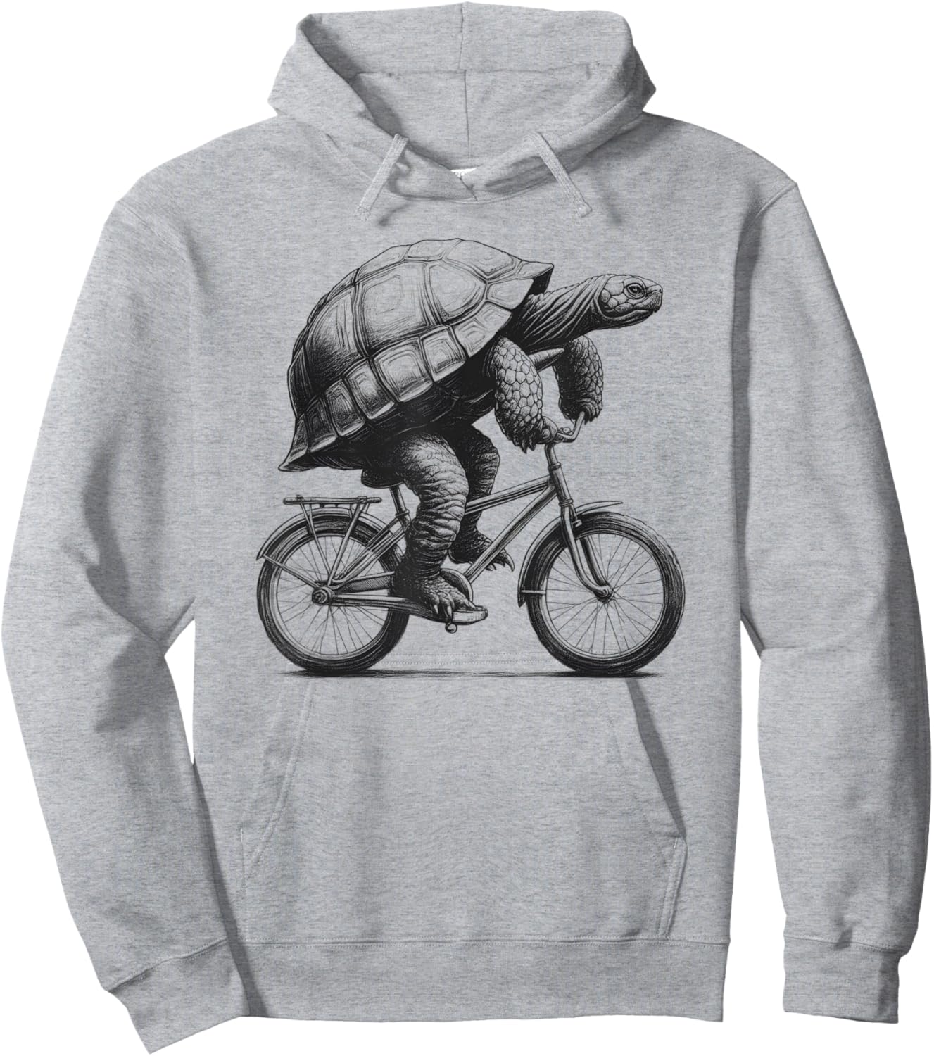 Turtle Riding Bike Biker Cycling Bicycle Vintage Retro Hoodie - Hoodie | Ash
